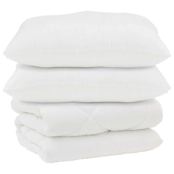 vidaXL Duvet com Travesseiros 3 pcs Branco Microfibra e Penas de Ganso