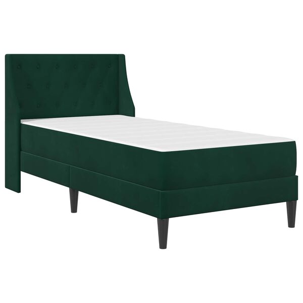 vidaXL Estrutura de cama com colch&atilde;o Verde Escuro 80 x 200 cm Veludo