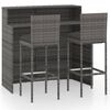 vidaXL 3 pcs conjunto de bar para jardim com almofad&otilde;es cinzento