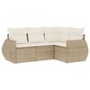 vidaXL 4 pcs conjunto de sof&aacute;s para jardim c/ almofad&otilde;es vime PE bege