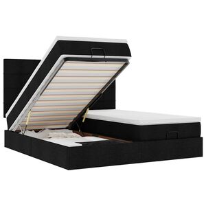 63 / 5,000vidaXL Estrutura de cama otomana com colch&otilde;es tecido preto