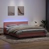 vidaXL Cama box spring c/ colch&atilde;o e LED 180x210 cm veludo Rosa