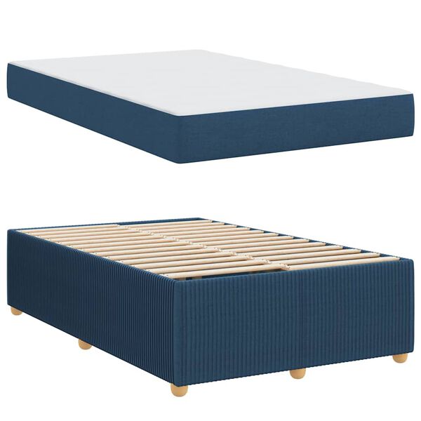 vidaXL Estrutura da Cama com colch&atilde;o Azul 120 x 190 cm tecido