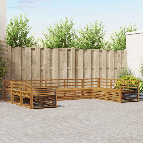 vidaXL Conjuntos de sof&aacute;s 9 pcs Natural Madeira S&oacute;lida de Ac&aacute;cia