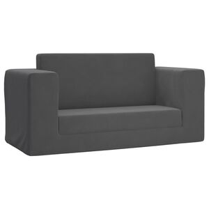 vidaXL Sof&aacute;-cama infantil de 2 lugares pel&uacute;cia macia antracite