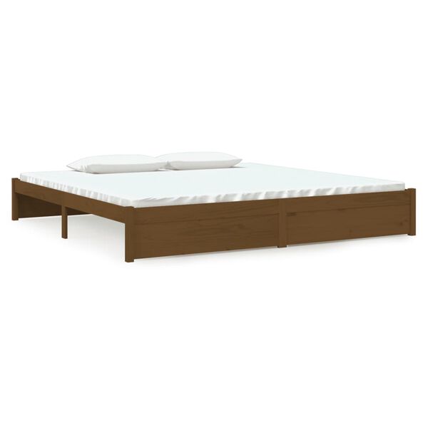 vidaXL Estrutura de cama 200x200 cm madeira maci&ccedil;a castanho mel