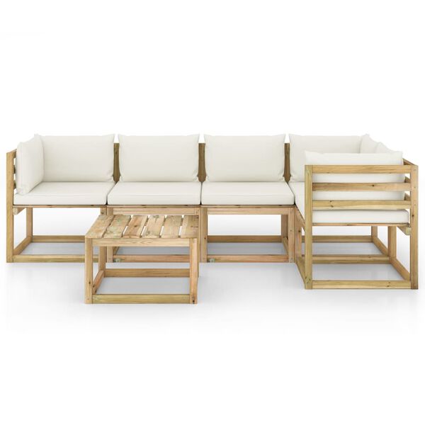 vidaxL Conj. lounge de paletes 6 pcs c/ almofad&otilde;es pinho impregnado