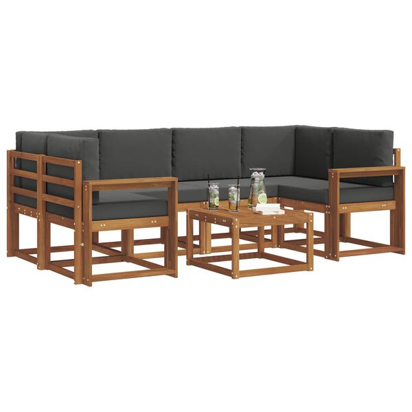 vidaXL Conjunto de Sof&aacute;s para Exterior 7 pcs Natural e Antracite