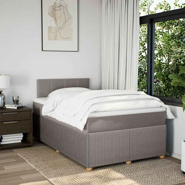 vidaXL Cama boxspring c/ colch&atilde;o 120x190cm tecido castanho-acinzentado
