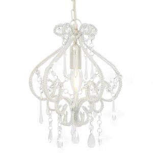 vidaXL Candeeiro de teto com contas redondo E14 branco