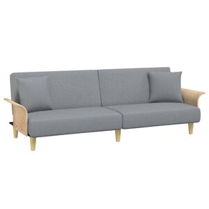 vidaXL Sof&aacute;-cama com apoio de bra&ccedil;os tecido cinzento-claro
