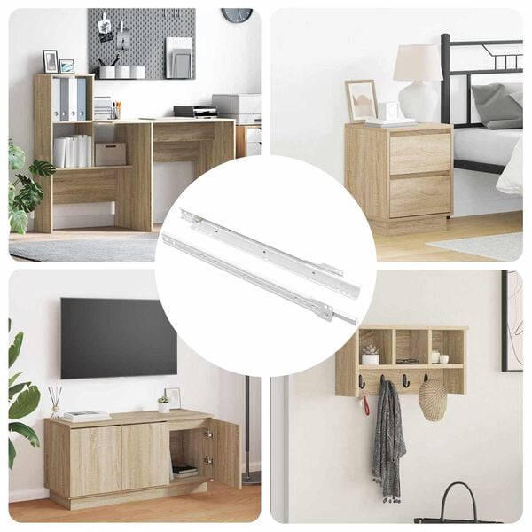 vidaXL Corredi&ccedil;a de Gaveta 2 pcs Branco 350 mm A&ccedil;o