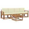 vidaXL Conjunto de Sof&aacute;s para Exterior 5 pcs Natural e Creme