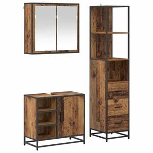 vidaXL Conjunto de M&oacute;veis para Banheiro com porta 3 pcs Madeira Antiga