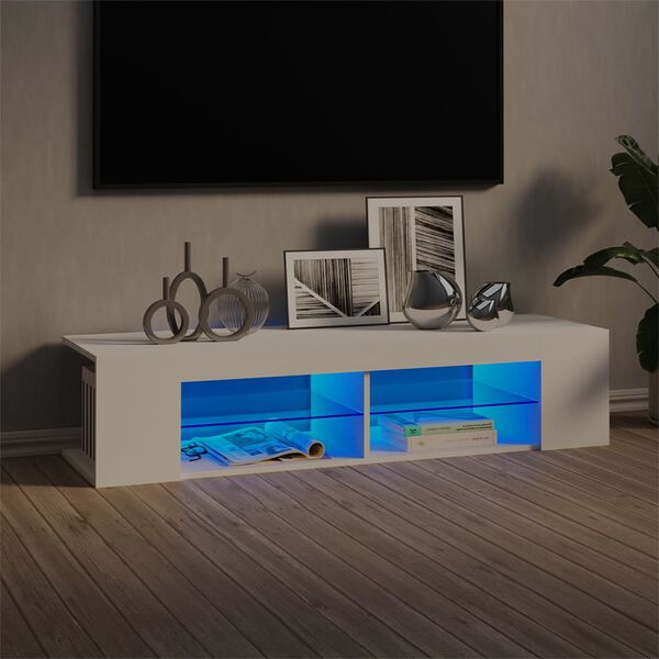 vidaXL Móvel de TV com luzes LED 135x39x30 cm branco