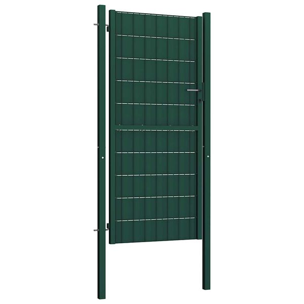vidaXL Port&atilde;o de cerca em PVC e a&ccedil;o 100x124 cm verde