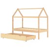 vidaXL Estrutura de cama para crian&ccedil;as c/ gaveta 80x160cm pinho maci&ccedil;o