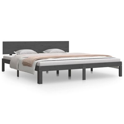vidaXL Estrutura de cama super king 180x200 cm madeira maciça cinza