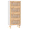 vidaXL Aparador 40x30x90 cm madeira pinho maci&ccedil;a/vime natural branco