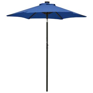 vidaXL Guarda-sol de jardim c/ luzes LED 200x211cm alum&iacute;nio azul-ciano