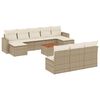 vidaXL 11 pcs conjunto sof&aacute;s de jardim c/ almofad&otilde;es vime PE bege