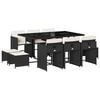 vidaXL 11 pcs conjunto de jantar p/ jardim c/ almofad&otilde;es vime PE preto