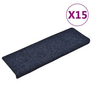vidaXL Tapetes de escada autoadesivos 15 pe&ccedil;as 65x21x4 cm azul com borda retangular