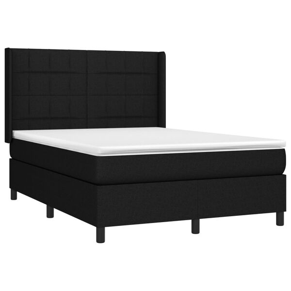 vidaXL Cama com molas/colch&atilde;o 140x190 cm tecido preto