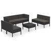vidaXL 8 pcs conjunto lounge de jardim c/ almofad&otilde;es vime PE preto