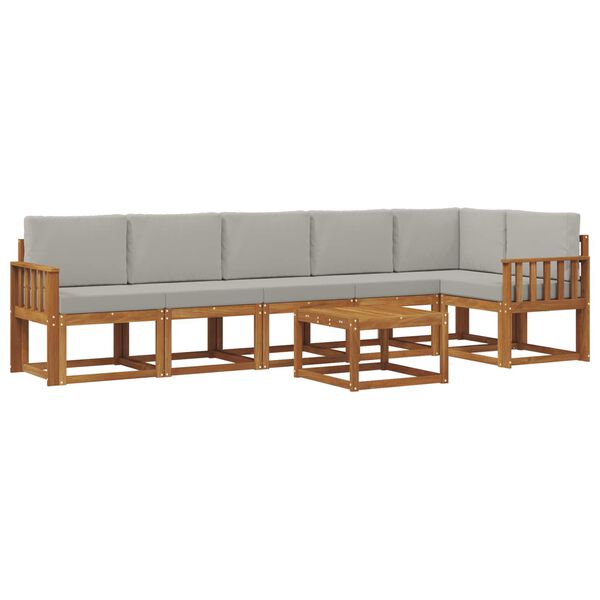 vidaXL Conjunto de Sof&aacute;s para Exterior 7 pcs Cinza Natural e Claro