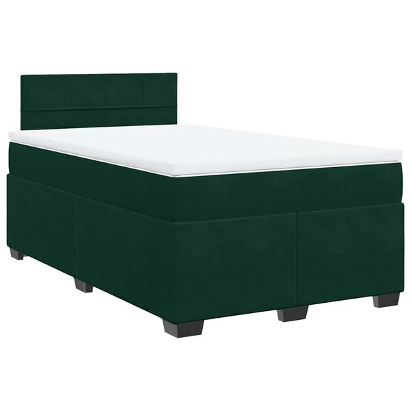 vidaXL Cama boxspring com colch&atilde;o 120x190 cm veludo verde-escuro