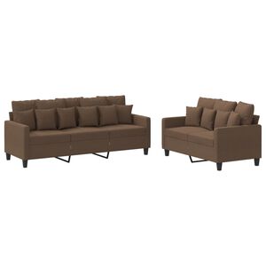 vidaXL 2 pcs conjunto de sof&aacute;s com almofad&otilde;es tecido castanho