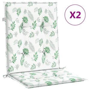 vidaXL Almofad&otilde;es cadeira de encosto baixo 2 pcs tecido padr&atilde;o folhas
