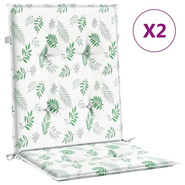 vidaXL Almofad&otilde;es cadeira de encosto baixo 2 pcs tecido padr&atilde;o folhas