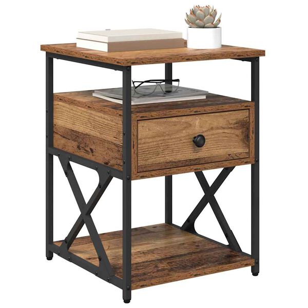 vidaXL Arm&aacute;rio de Cabeceira com gaveta Madeira antiga 40 x 42 x 55 cm