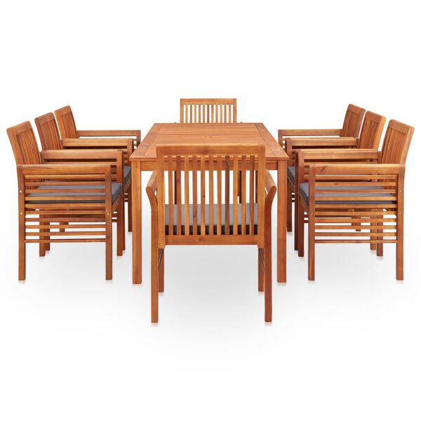vidaXL 9 pcs conjunto de jantar exterior c/ almofad&otilde;es ac&aacute;cia maci&ccedil;a