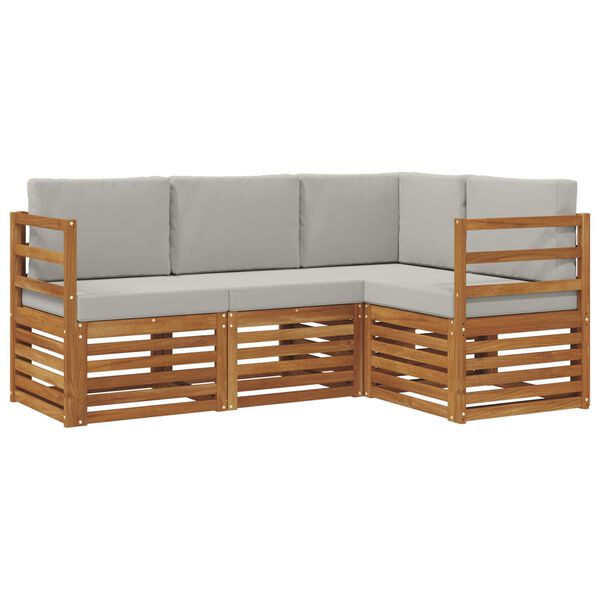 vidaXL Conjuntos de sof&aacute;s com almofada 4 pcs Cinza Natural e Claro