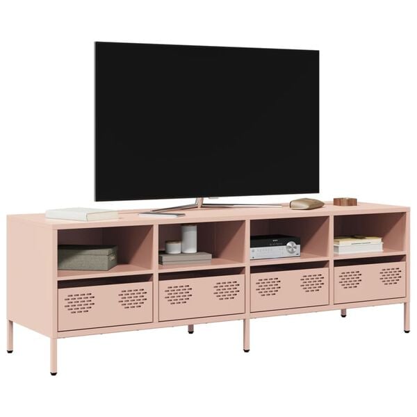 vidaXL M&oacute;vel de TV 135x39x43,5 cm a&ccedil;o laminado a frio rosa