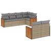 vidaXL 7 pcs conjunto de sof&aacute;s p/ jardim com almofad&otilde;es vime PE bege