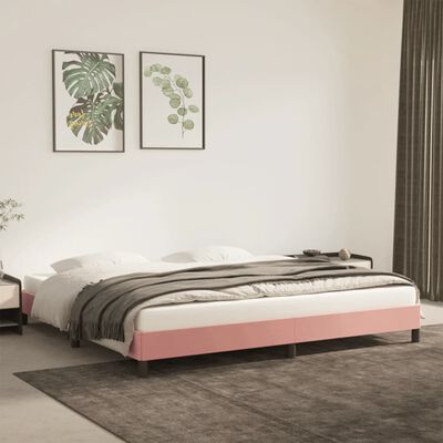 vidaXL Estrutura de cama 200x200 cm veludo rosa