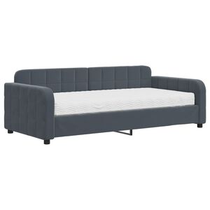 vidaXL Sof&aacute;-cama com colch&atilde;o 90x190 cm veludo cinzento-escuro