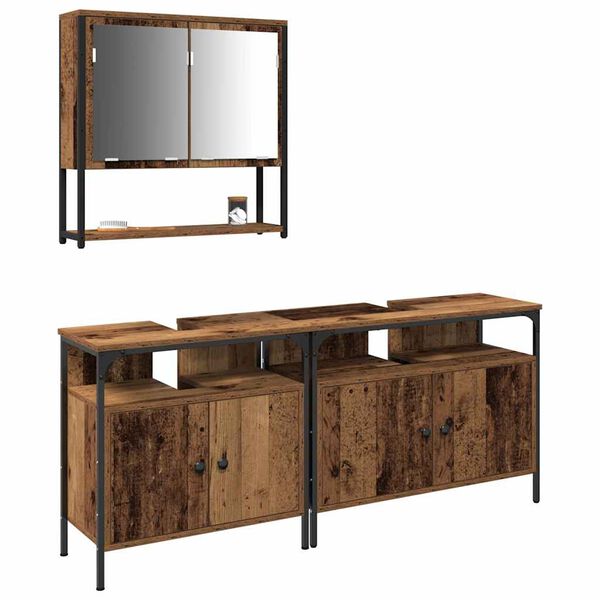 vidaXL Conjunto de M&oacute;veis para Banheiro com prateleira 3 pcs Castanho