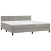 vidaXL Cama box spring c/ colch&atilde;o/LED 200x200 cm veludo cinzento-claro