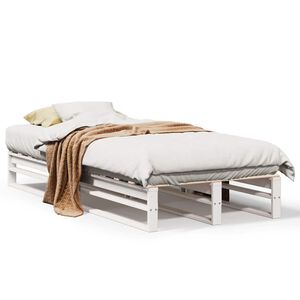 vidaXL Cama sem colch&atilde;o 90x200 cm madeira de pinho maci&ccedil;a branco