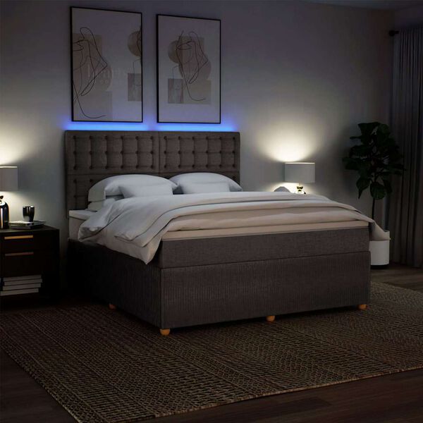 vidaXL Cama com molas/colch&atilde;o 180x200 cm tecido castanho-acinzentado