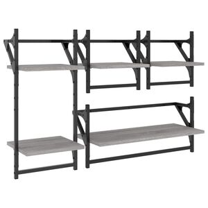vidaXL Conj. prateleiras c/ barras 4pcs derivados madeira cinza sonoma