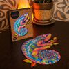 UNIDRAGON Puzzle madeira 314pcs Iridescent Chameleon King Size 31x41cm
