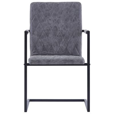 vidaXL Cadeiras de jantar cantilever 4pcs couro artif. cinzento-escuro
