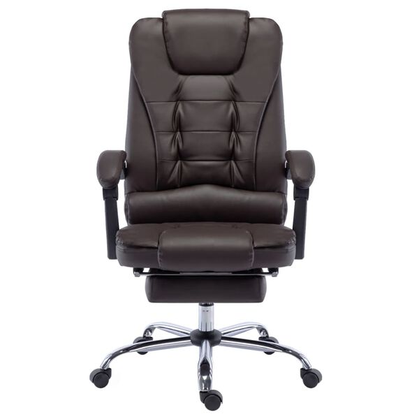 vidaXL Cadeira de escrit&oacute;rio em couro artificial castanho