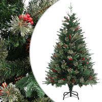 vidaXL Árvore de Natal com pinhas 120 cm PVC e PE verde